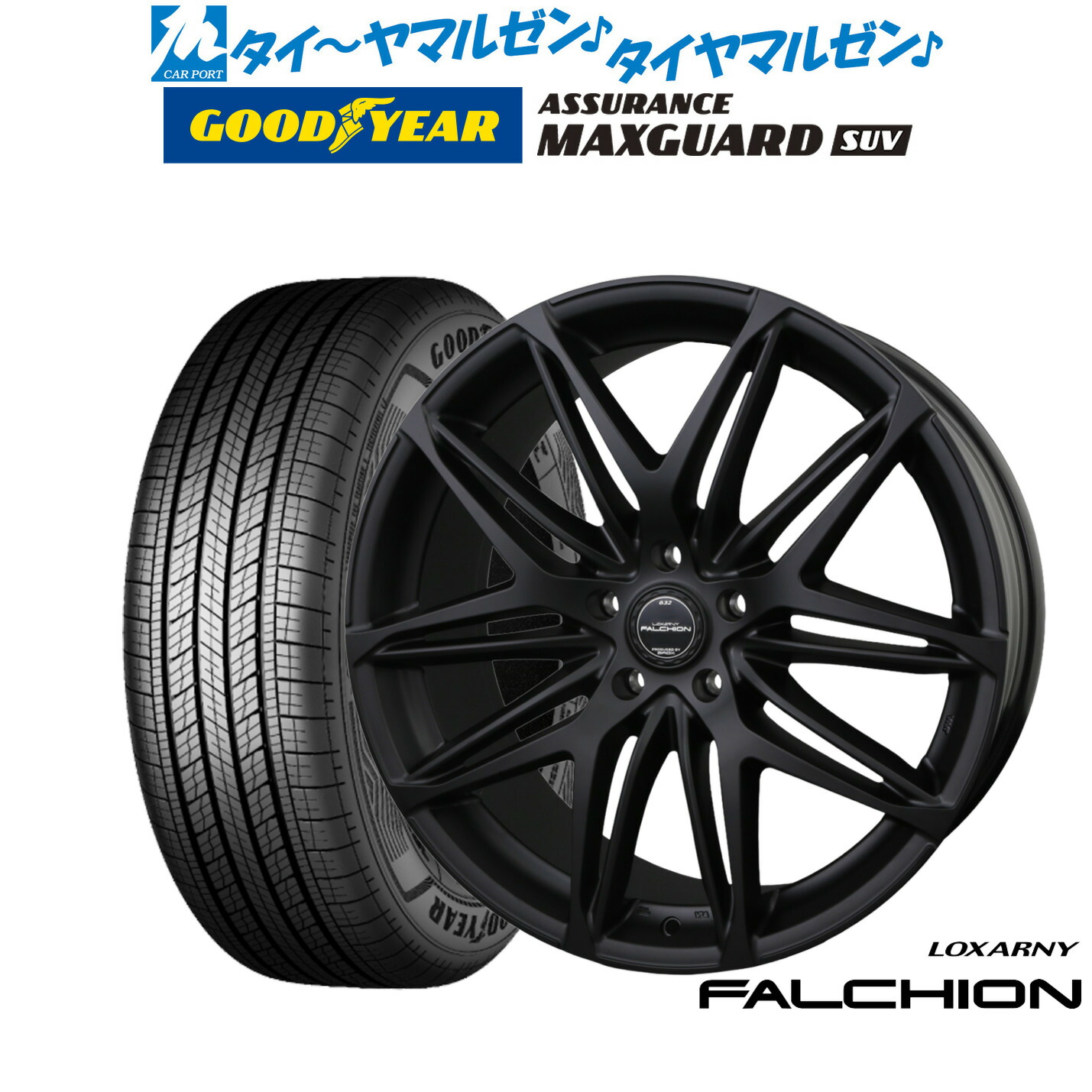 新品 サマータイヤ ホイール4本セット BADX ロクサーニ ファルシオン Black Edition 19インチ 8.0J グッドイヤー ASSURANCE アシュアランス MAXGUARD SUV 225/55R19