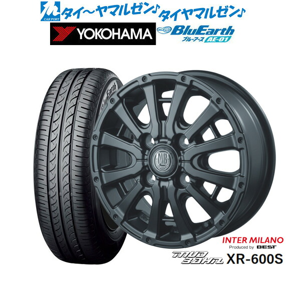 新品 サマータイヤ ホイール4本セットインターミラノ マッドバーン XR-600S14インチ 4.5Jヨコハマ BluEarth ブルーアース (AE-01)165/55R14｜カーポートマルゼン 店