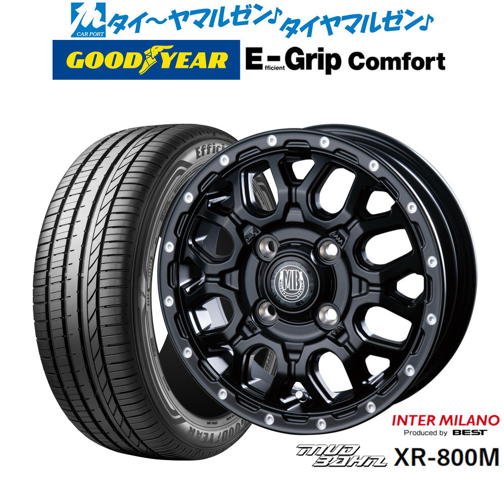 [ﾏﾗｿﾝ期間]P最大42倍&ｸｰﾎﾟﾝ配布 新品 サマータイヤ ホイール4本セット インターミラノ マッドバーン XR-800M 15インチ 4.5J グッドイヤー エフィシエント グリップ コンフォート 165/55R15