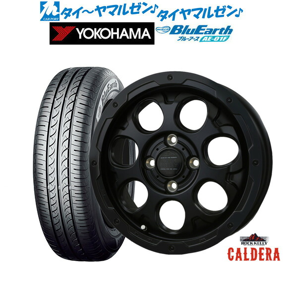 [ﾏﾗｿﾝ期間]P最大42倍&ｸｰﾎﾟﾝ配布 新品 サマータイヤ ホイール4本セット BADX ロックケリー ROCK KELLY カルデラ Black Edition(4-100) 14インチ 4.5J ヨコハマ BluEarth ブルーアース (AE-01F) 165/70R14