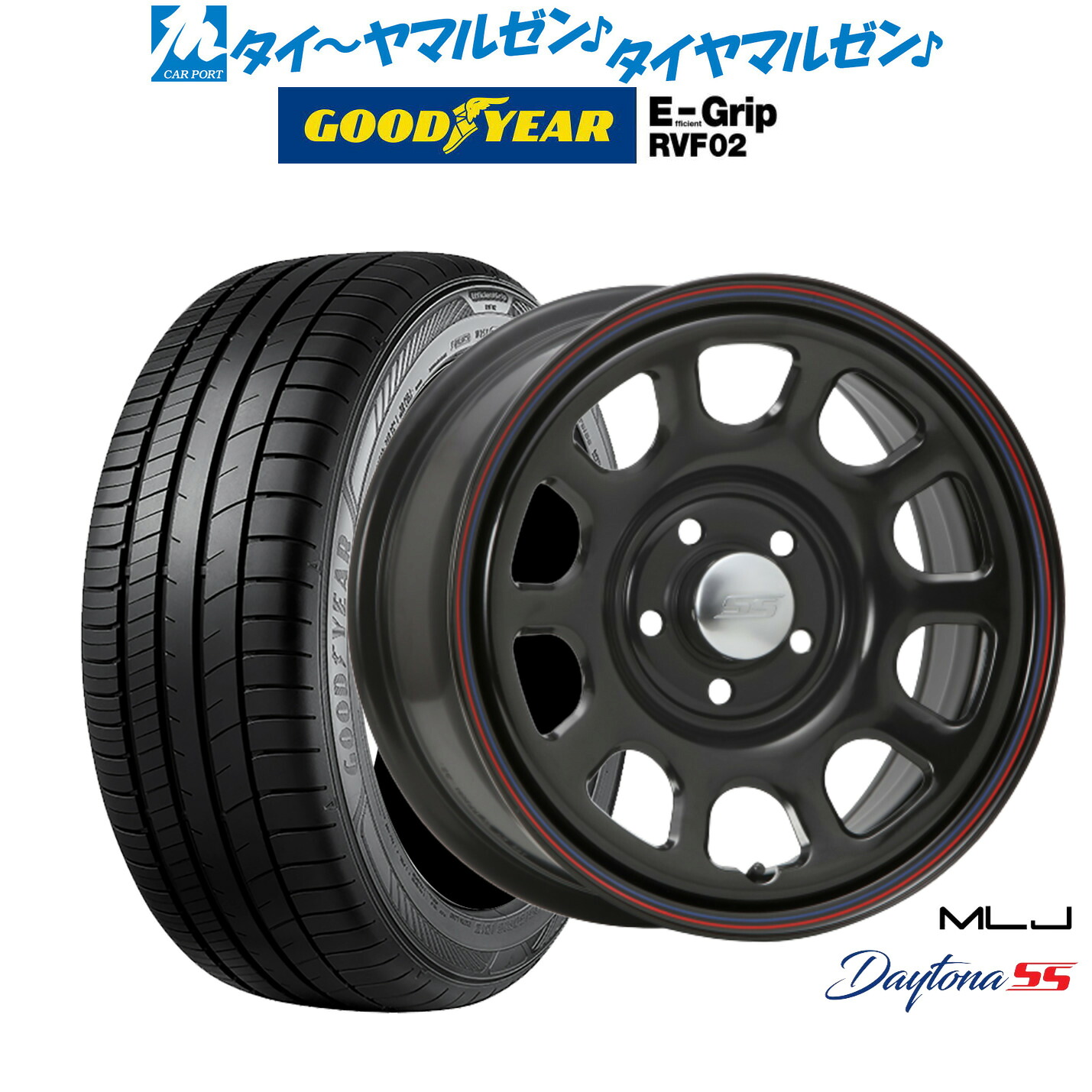 新品 サマータイヤ ホイール4本セット MLJ デイトナ SS 16インチ 7.0J グッドイヤー エフィシエント グリップ RVF02 215/60R16
