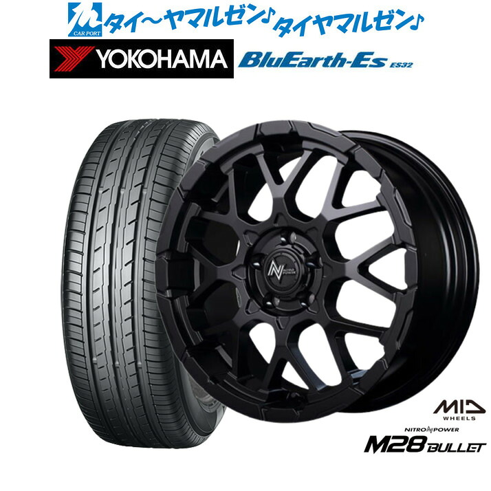 [ﾏﾗｿﾝ期間]P最大42倍&ｸｰﾎﾟﾝ配布 新品 サマータイヤ ホイール4本セット MID ナイトロパワー M28 バレット S 18インチ 7.0J ヨコハマ BluEarth-ES ブルーアースイーエス ES32 225/45R18