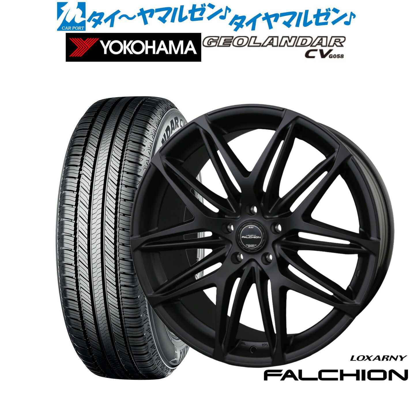 [マラソン期間]割引クーポン配布新品 サマータイヤ ホイール4本セットBADX ロクサーニ ファルシオン Black Edition19インチ 8.0Jヨコハマ GEOLANDAR ジオランダー CV (G058)235/55R19｜カーポートマルゼン 店