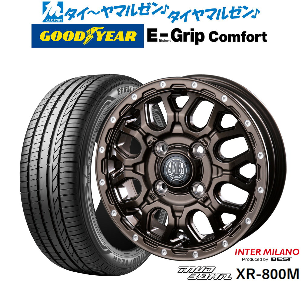 新品 サマータイヤ ホイール4本セットインターミラノ マッドバーン XR-800M14インチ 4.5Jグッドイヤー エフィシエント グリップ コンフォート155/55R14｜カーポートマルゼン 店