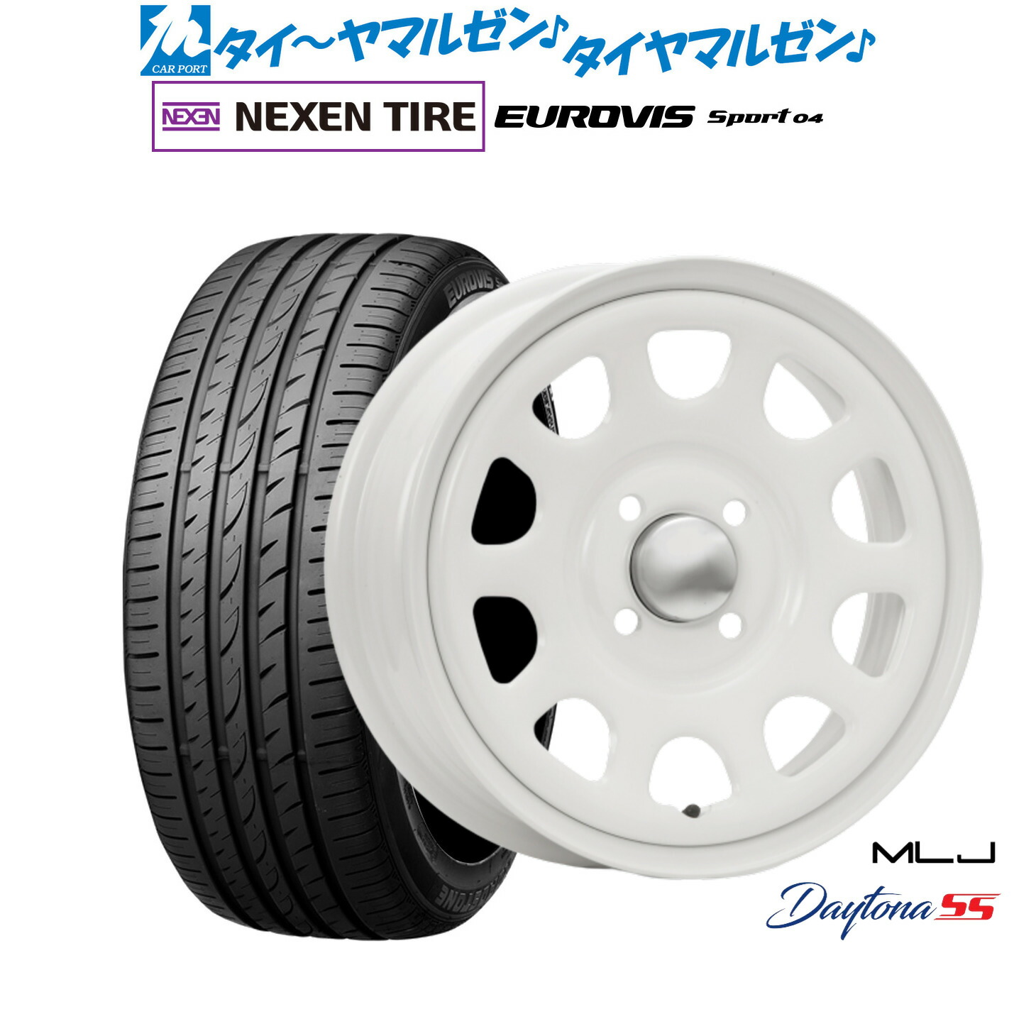 [ﾏﾗｿﾝ期間]P最大42倍&ｸｰﾎﾟﾝ配布 新品 サマータイヤ ホイール4本セット MLJ デイトナ SS 14インチ 5.0J NEXEN ネクセン ロードストーン ユーロビズ Sport 04 165/60R14