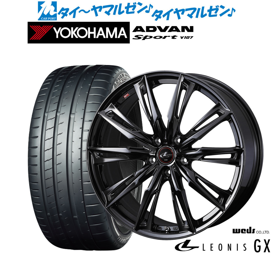 [ﾏﾗｿﾝ期間]P最大42倍&ｸｰﾎﾟﾝ配布 新品 サマータイヤ ホイール4本セット ウェッズ レオニス GX BLACK METAL EDITION 19インチ 8.0J ヨコハマ ADVAN アドバン Sport (V107) 225/40R19