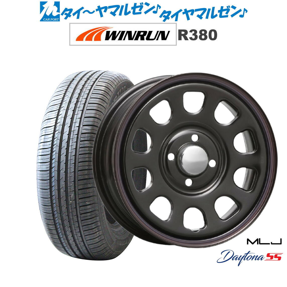 [ﾏﾗｿﾝ期間]P最大42倍&ｸｰﾎﾟﾝ配布 新品 サマータイヤ ホイール4本セット MLJ デイトナ SS 14インチ 5.0J WINRUN ウインラン R380 165/60R14