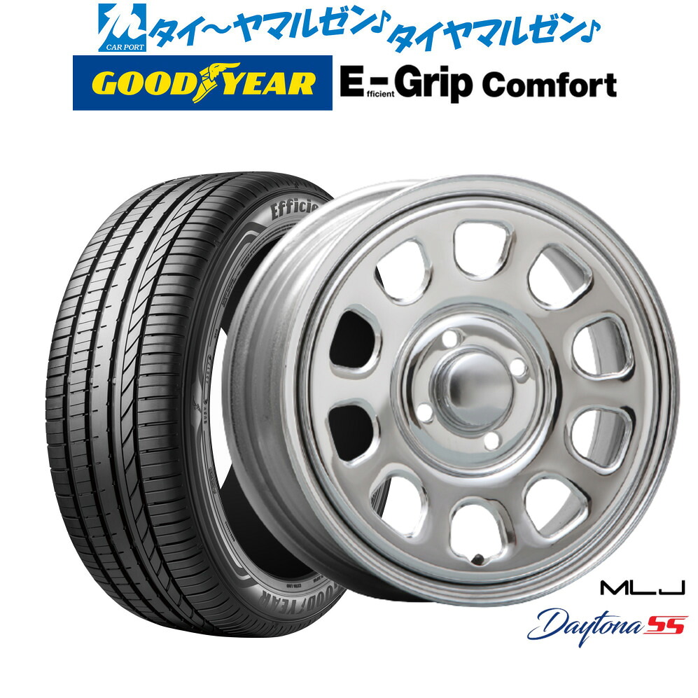 [ﾏﾗｿﾝ期間]P最大42倍&ｸｰﾎﾟﾝ配布 新品 サマータイヤ ホイール4本セット MLJ デイトナ SS 14インチ 5.0J グッドイヤー エフィシエント グリップ コンフォート 165/55R14