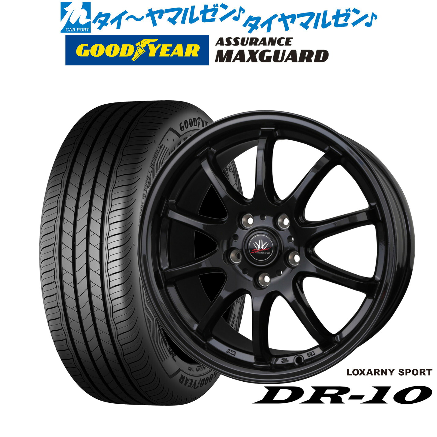 [ﾏﾗｿﾝ期間]P最大42倍&ｸｰﾎﾟﾝ配布 新品 サマータイヤ ホイール4本セット BADX ロクサーニスポーツ DR-10 18インチ 7.5J グッドイヤー ASSURANCE アシュアランス MAXGUARD 225/40R18