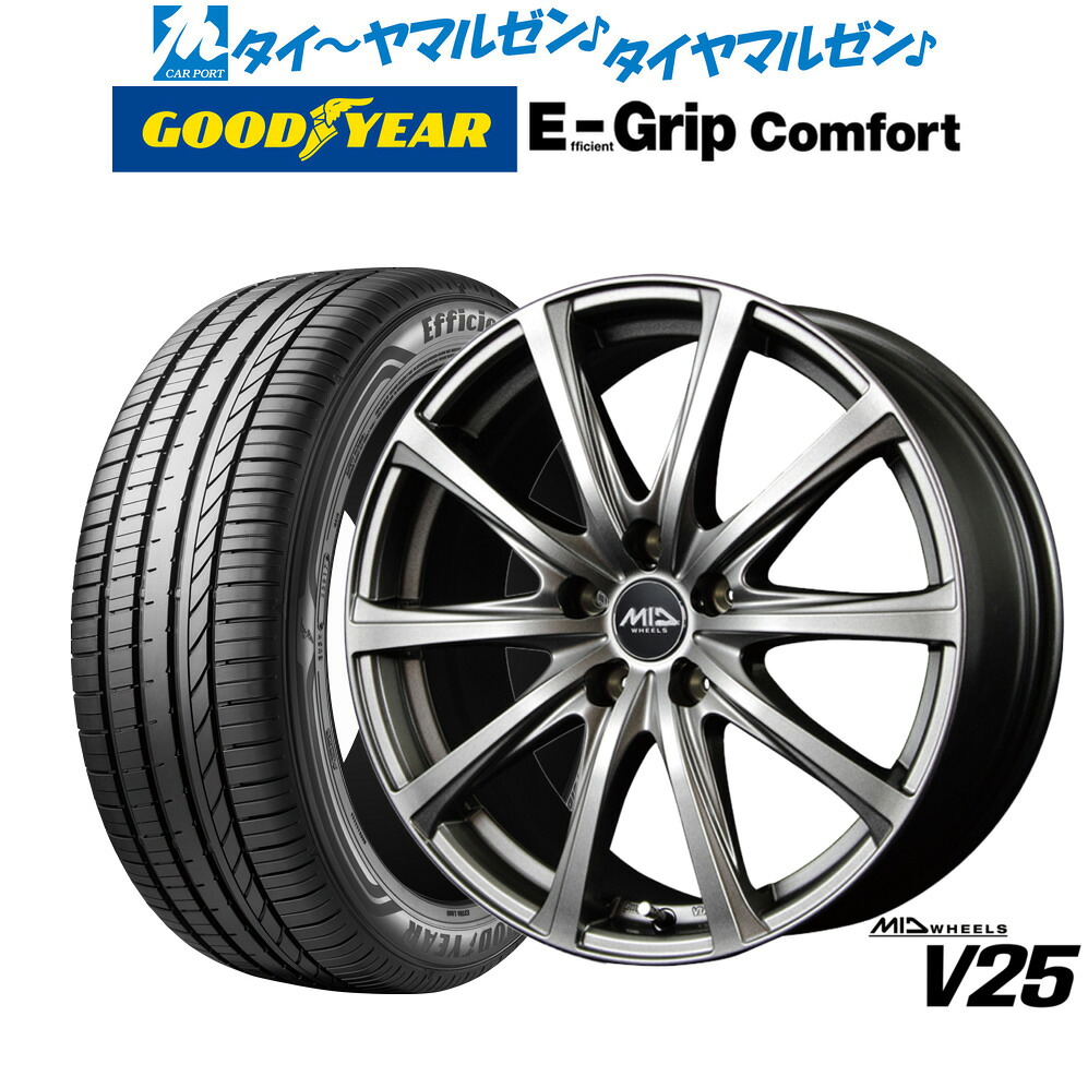 新品 サマータイヤ ホイール4本セットMID ホイールズ V2518インチ 7.5Jグッドイヤー エフィシエント グリップ コンフォート235/50R18｜カーポートマルゼン 店