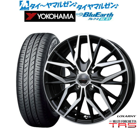 [マラソン期間]割引クーポン配布 新品 サマータイヤ ホイール4本セット BADX ロクサーニ マルチフォルケッタ TR5 14インチ 4.5J ヨコハマ BluEarth ブルーアース (AE-01) 165/55R14