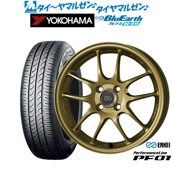新品 サマータイヤ ホイール4本セット エンケイ PF01 16インチ 6.5J ヨコハマ BluEarth ブルーアース (AE-01F) 185/55R16