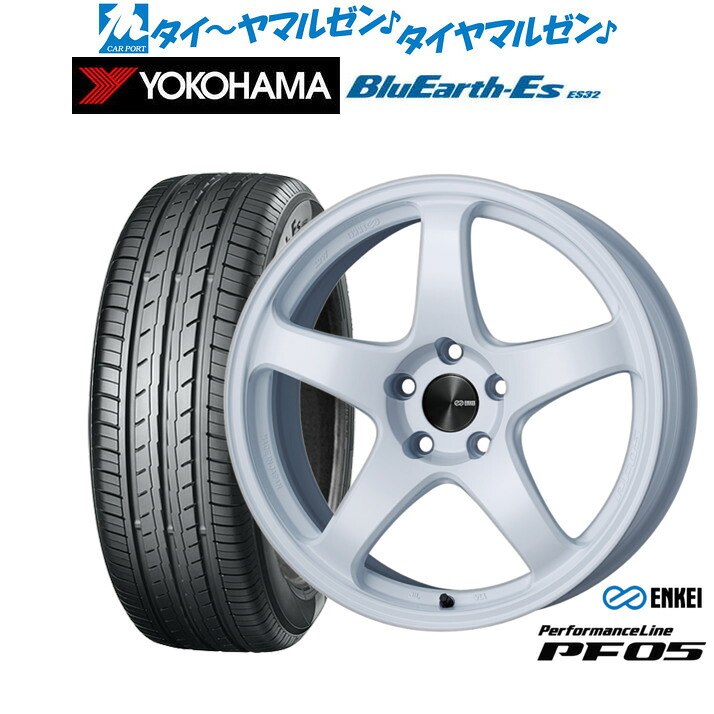 [マラソン期間]割引クーポン配布新品 サマータイヤ ホイール4本セットエンケイ PF0518インチ 7.5Jヨコハマ BluEarth-ES ブルーアースイーエス ES32215/45R18｜カーポートマルゼン 店