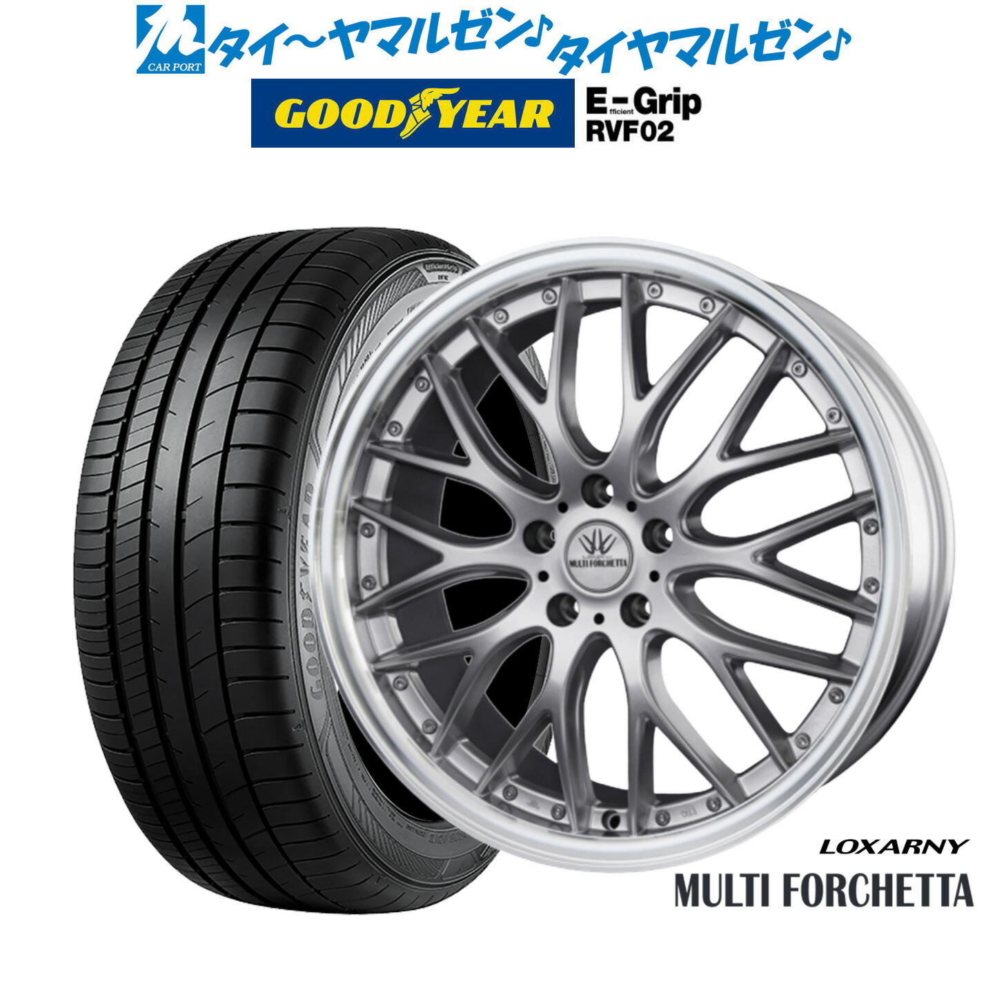 新品 サマータイヤ ホイール4本セット BADX ロクサーニ マルチフォルケッタ 18インチ 7.5J グッドイヤー エフィシエント グリップ RVF02 225/45R18