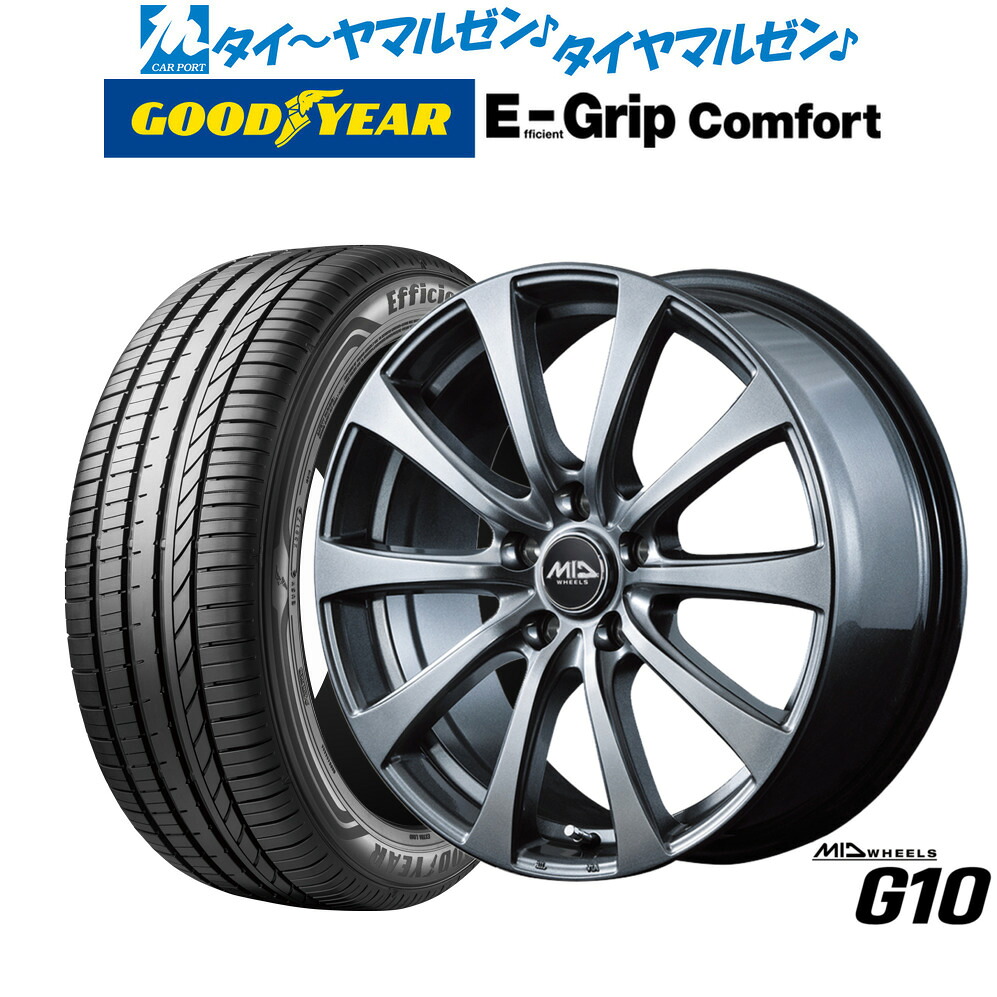 [ﾏﾗｿﾝ期間]P最大42倍&ｸｰﾎﾟﾝ配布 新品 サマータイヤ ホイール4本セット MID ホイールズ G10 15インチ 6.0J グッドイヤー エフィシエント グリップ コンフォート 185/60R15