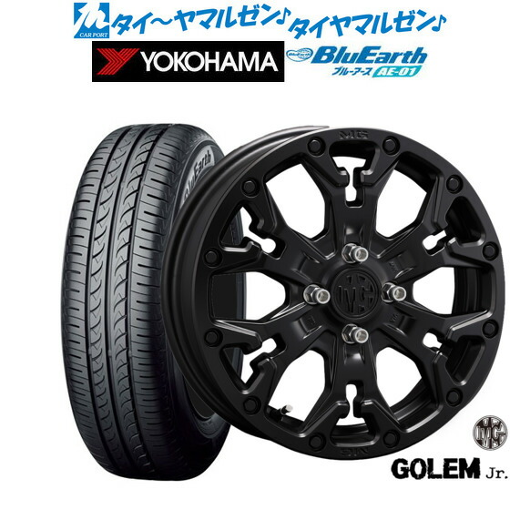 [ﾏﾗｿﾝ期間]P最大42倍&ｸｰﾎﾟﾝ配布 新品 サマータイヤ ホイール4本セット クリムソン MG ゴーレム Jr. 14インチ 4.5J ヨコハマ BluEarth ブルーアース (AE-01) 165/55R14 56,469円