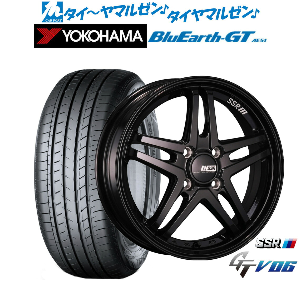 新品 サマータイヤ ホイール4本セット タナベ SSR GT V06 16インチ 6.0J ヨコハマ BluEarth ブルーアース GT (AE51) 175/60R16