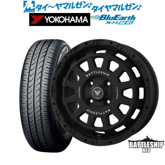 新品 サマータイヤ ホイール4本セット BADX ロクサーニ バトルシップ NEO(ネオ)(4-100) 15インチ 4.5J ヨコハマ BluEarth ブルーアース (AE-01) 165/65R15