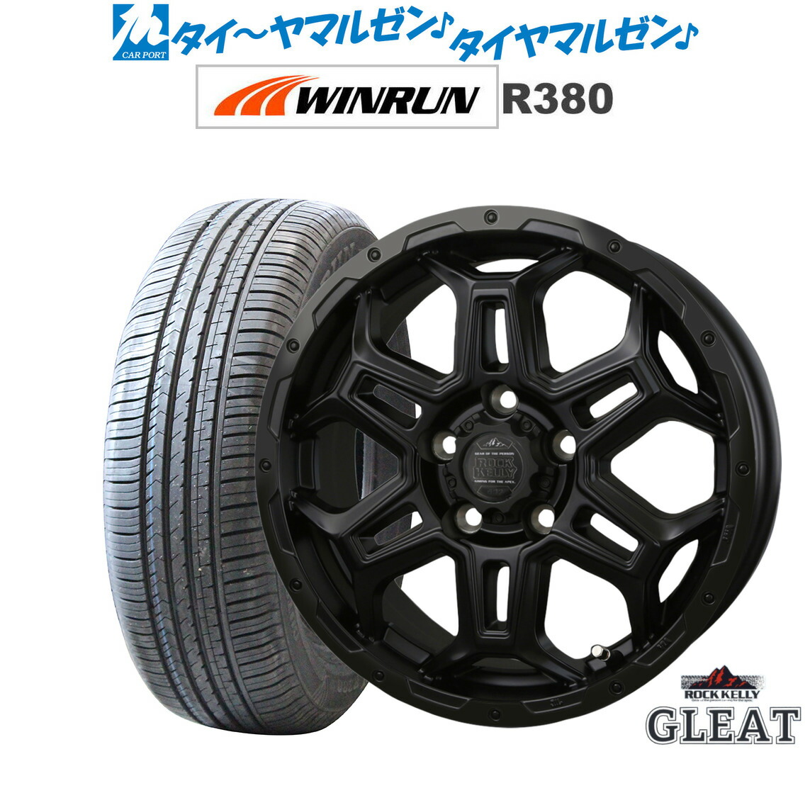 新品 サマータイヤ ホイール4本セットBADX ロックケリー ROCK KELLY グリート Black Edition(5穴)16インチ 6.5JWINRUN ウインラン R380215/60R16｜カーポートマルゼン 店