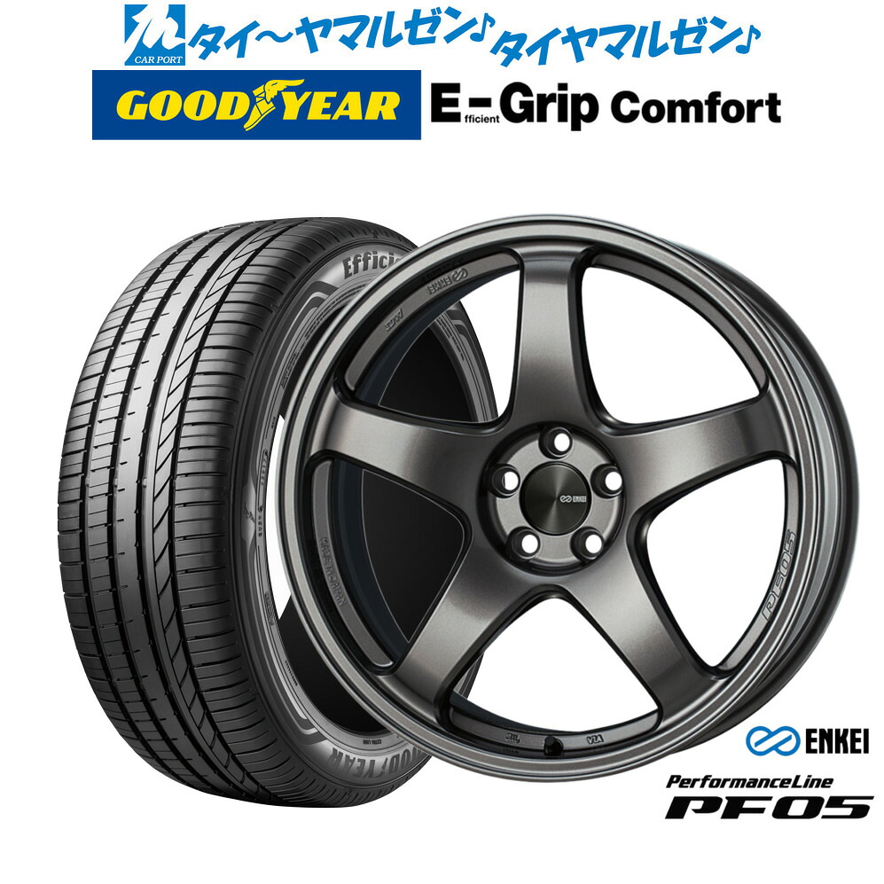 新品 サマータイヤ ホイール4本セット エンケイ PF05 18インチ 7.5J グッドイヤー エフィシエント グリップ コンフォート 215/40R18