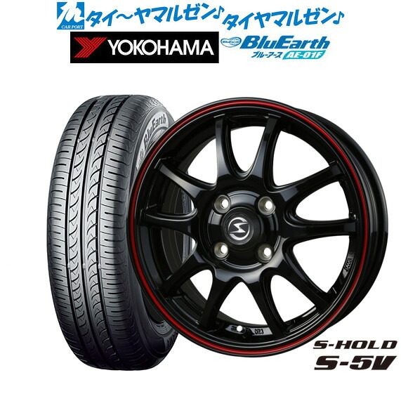 [18日]割引クーポン配布 新品 サマータイヤ ホイール4本セット BADX エスホールド S-5V 14インチ 4.5J ヨコハマ BluEarth ブルーアース (AE-01F) 165/70R14 45,780円