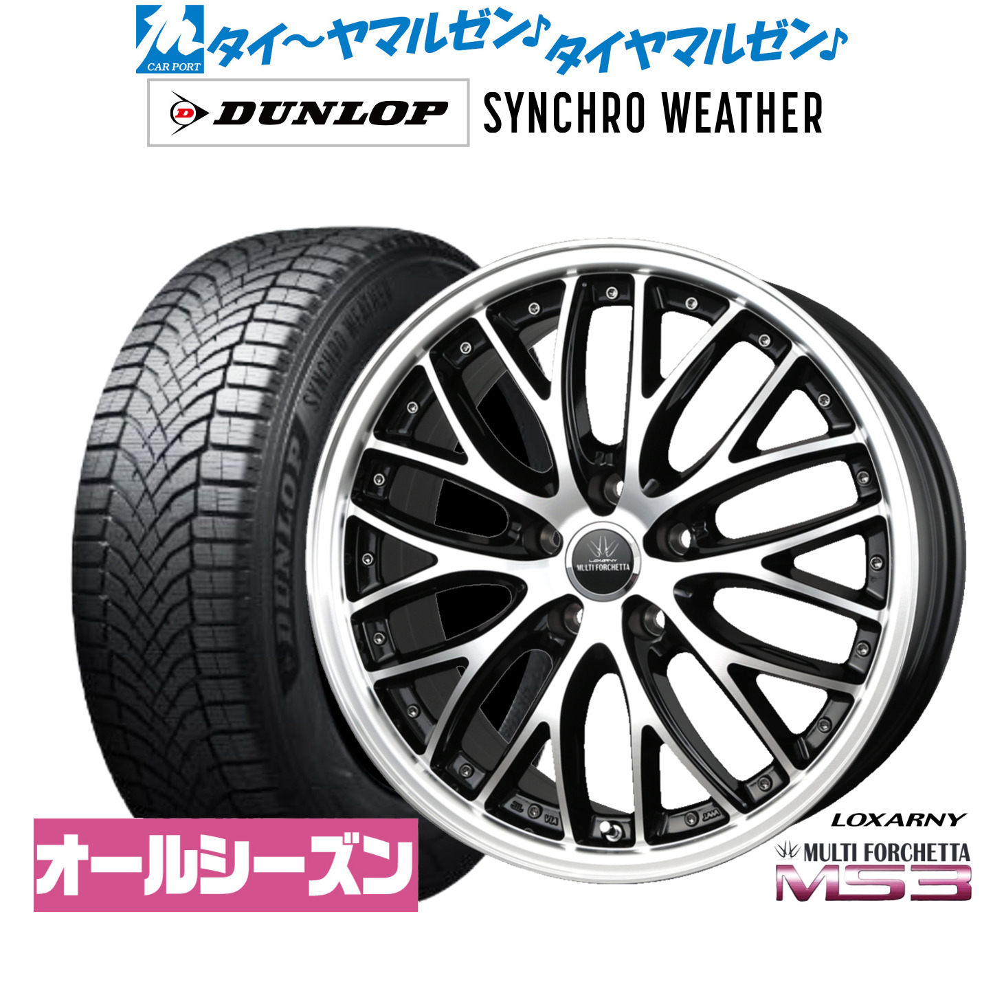 新品 オールシーズンタイヤ ホイール4本セットBADX ロクサーニ マルチフォルケッタ MS319インチ 8.0Jダンロップ SYNCHRO WEATHER シンクロウェザー 245/35R19｜カーポートマルゼン 店 221,900円