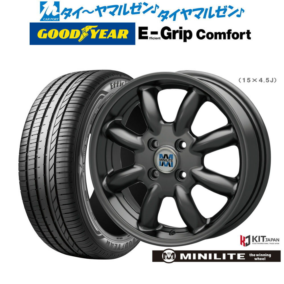 新品 サマータイヤ ホイール4本セットミニライト15インチ 4.5Jグッドイヤー エフィシエント グリップ コンフォート165/50R15｜カーポートマルゼン 店