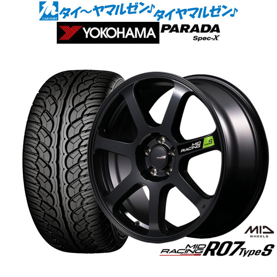 [ﾏﾗｿﾝ期間]P最大42倍&ｸｰﾎﾟﾝ配布 新品 サマータイヤ ホイール4本セット MID レーシング R07 TypeS 18インチ 8.0J ヨコハマ PARADA パラダ Spec-X 235/60R18