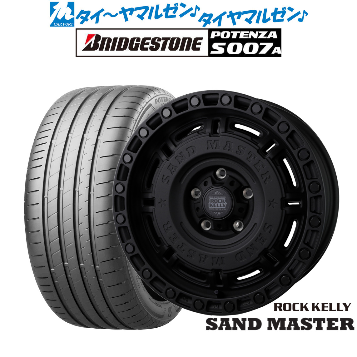 [ﾏﾗｿﾝ期間]P最大42倍&ｸｰﾎﾟﾝ配布 新品 サマータイヤ ホイール4本セット BADX ロックケリー ROCK KELLY SAND MASTER(サンドマスター) 17インチ 8.0J ブリヂストン POTENZA ポテンザ S007A 215/45R17