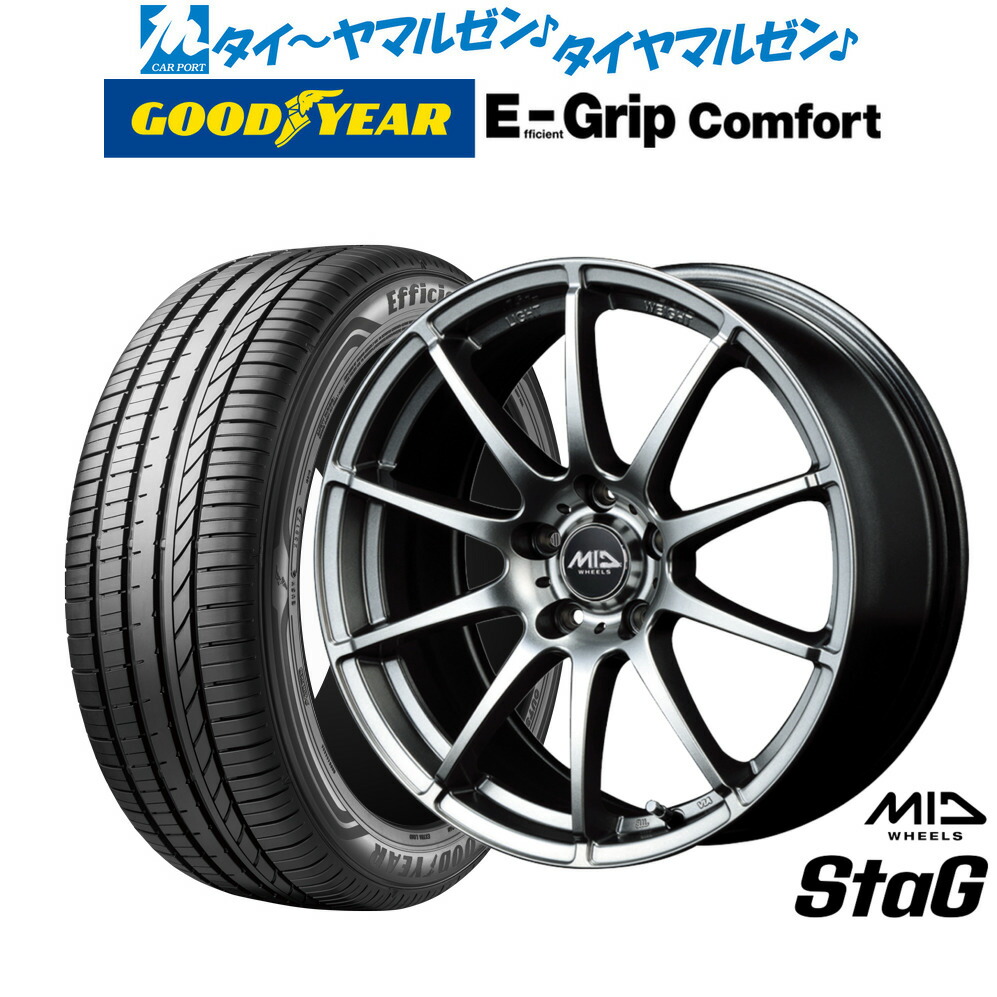 新品 サマータイヤ ホイール4本セット MID ホイールズ スタッグ 17インチ 7.0J グッドイヤー エフィシエント グリップ コンフォート 215/40R17