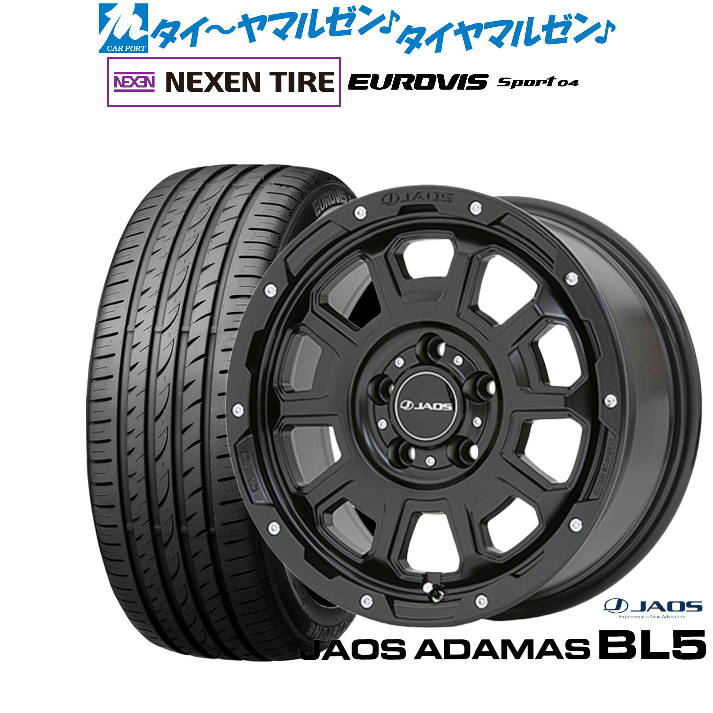 新品 サマータイヤ ホイール4本セットJAOS ジャオス アダマス BL518インチ 7.5JNEXEN ネクセン ロードストーン ユーロビズ Sport 04215/45R18|カーポートマルゼン 店