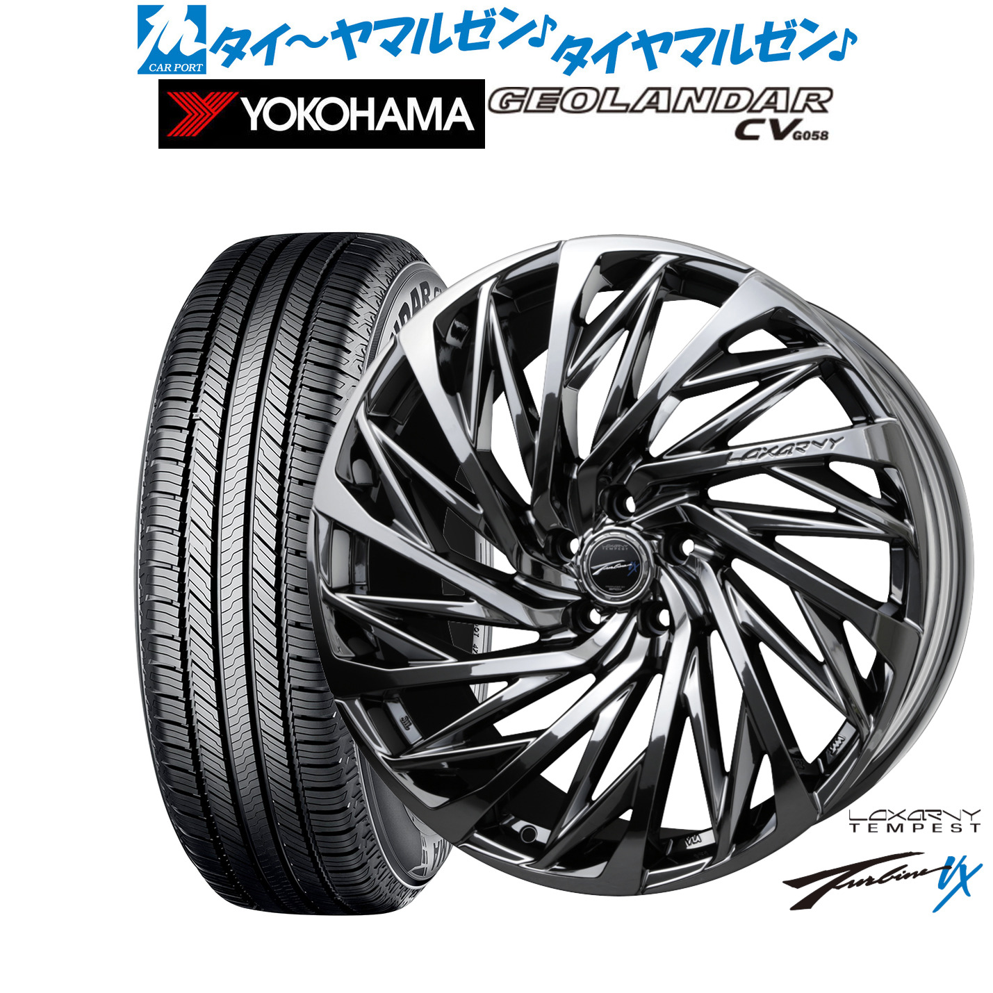 新品 サマータイヤ ホイール4本セット BADX ロクサーニ テンペストタービンVX 18インチ 7.5J ヨコハマ GEOLANDAR ジオランダー CV (G058) 235/50R18 114,600円