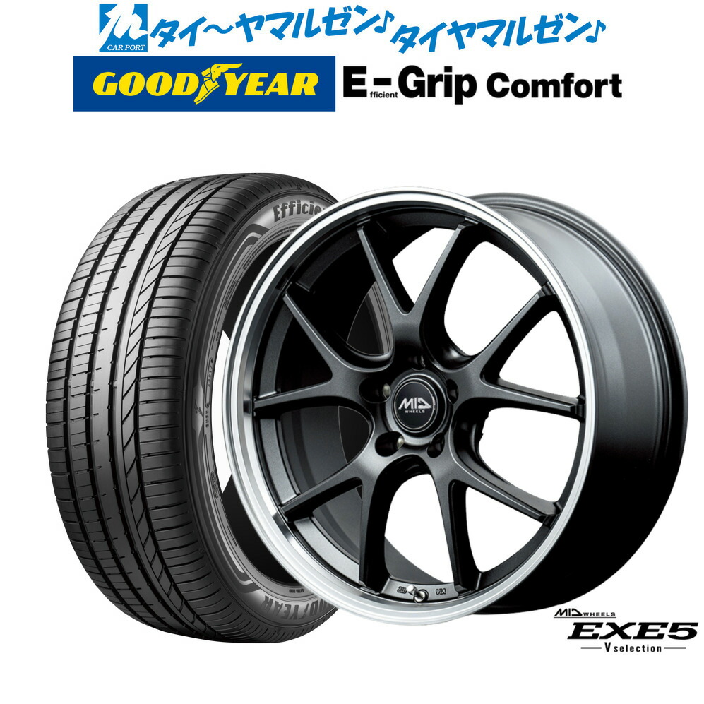 最大10万P当たる！大抽選開催中 新品 サマータイヤ ホイール4本セット MID ホイールズ EXE5 V selection 18インチ 8.0J グッドイヤー エフィシエント グリップ コンフォート 215/40R18