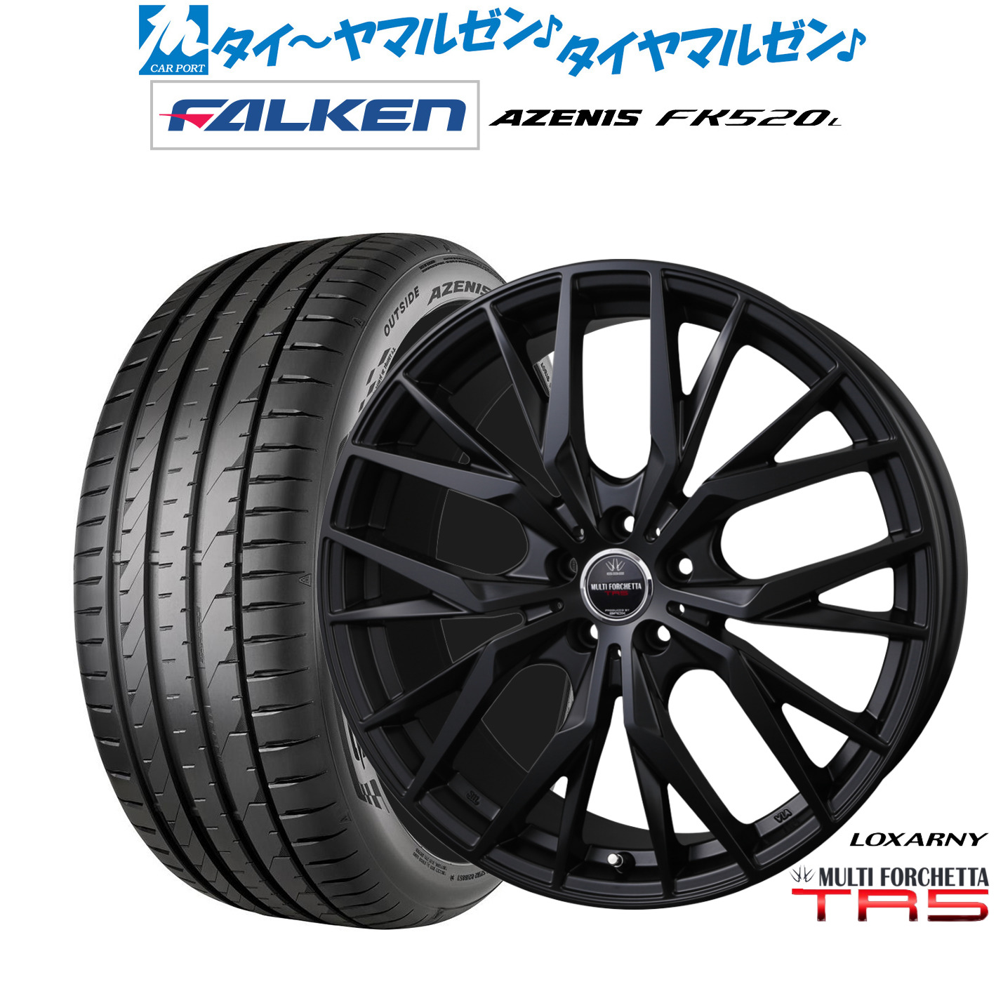 新品 サマータイヤ ホイール4本セット BADX ロクサーニ マルチフォルケッタ TR5 Black Edition 19インチ 7.5J ファルケン AZENIS アゼニス FK520L 225/45R19