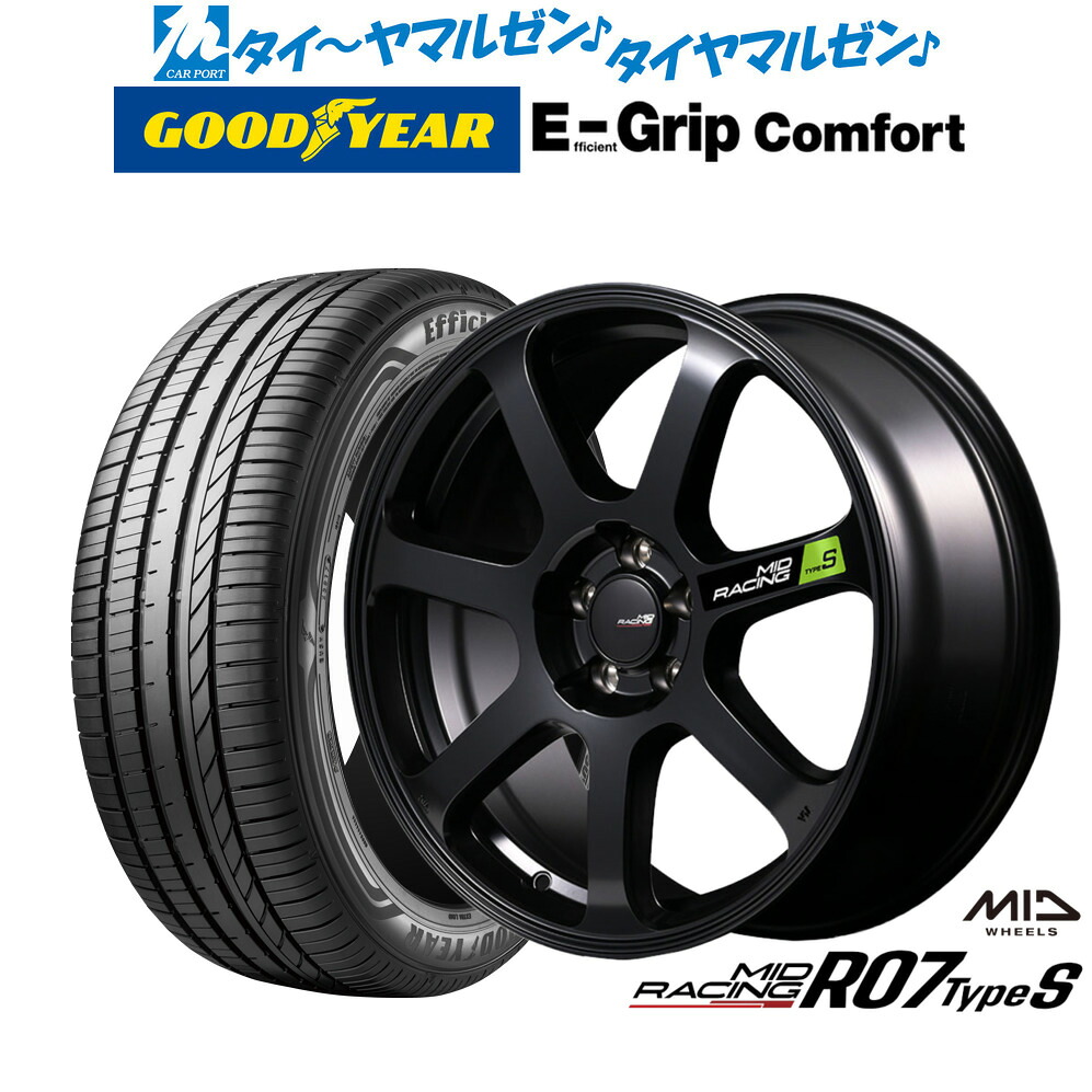 [18日]割引クーポン配布 新品 サマータイヤ ホイール4本セット MID レーシング R07 TypeS 18インチ 8.0J グッドイヤー エフィシエント グリップ コンフォート 215/40R18