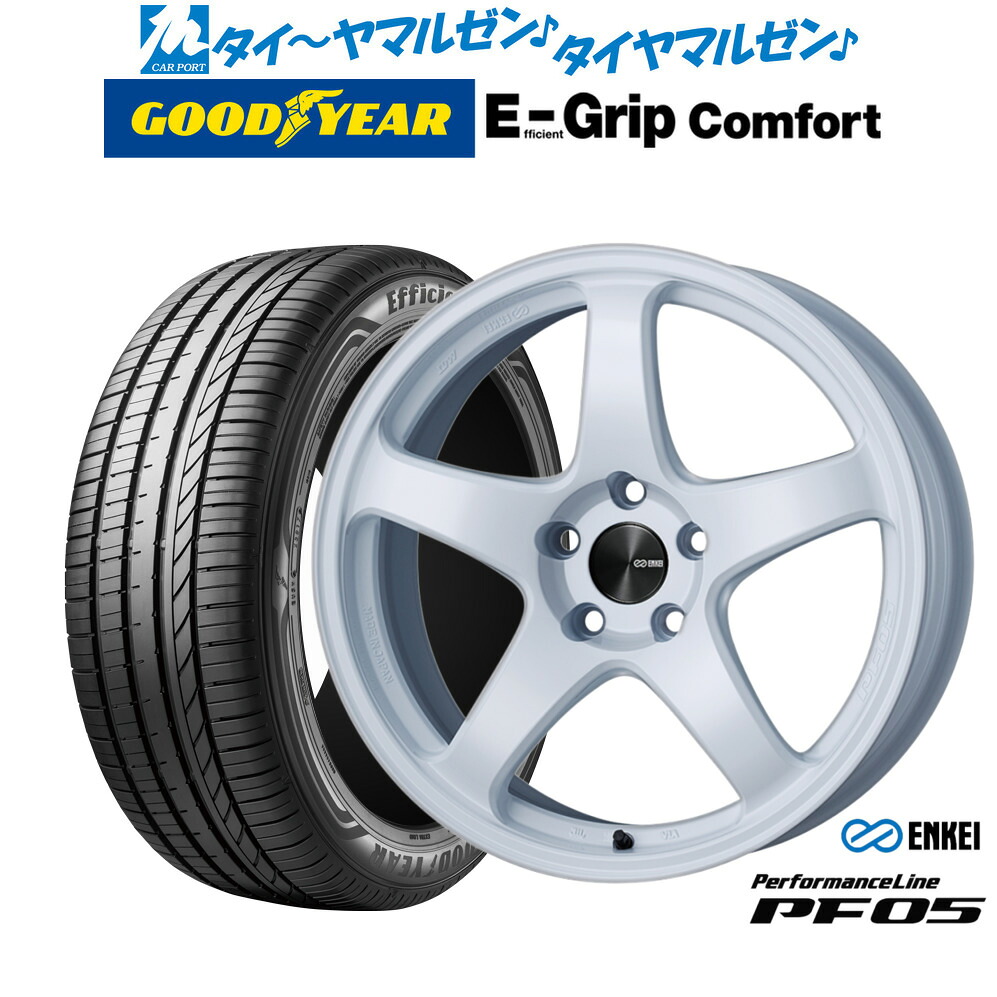 新品 サマータイヤ ホイール4本セット エンケイ PF05 18インチ 7.5J グッドイヤー エフィシエント グリップ コンフォート 215/40R18