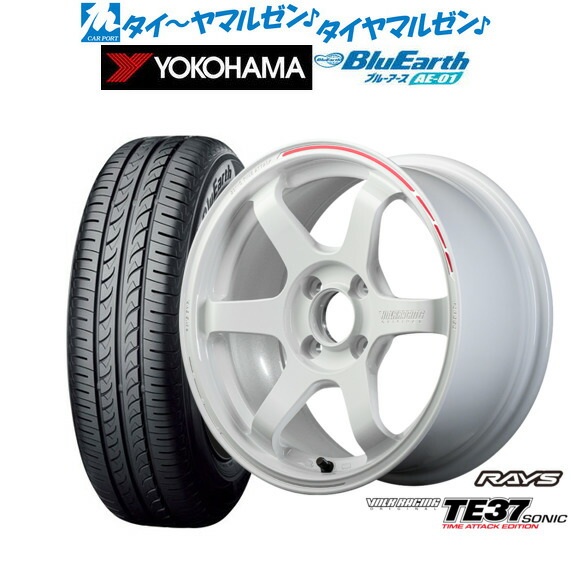 新品 サマータイヤ ホイール4本セット レイズ ボルクレーシング TE37 SONIC(ソニック) TIME ATTACK EDITION 16インチ 6.0J ヨコハマ BluEarth ブルーアース (AE-01) 175/60R16