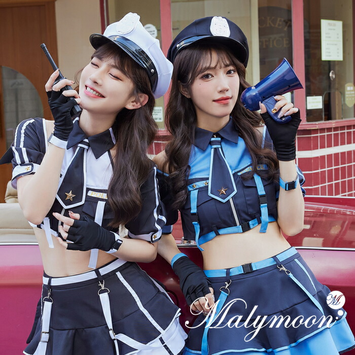 [正規品]【即納】ハロウィン コスプレ 仮装 ポリス 警察 警官 ミニスカポリス デビル サキュバス 鬼 白 青 ネクタイ コスチューム 衣装 色違い レディース 大人 女性 セクシー malymoon マリームーン【9964】