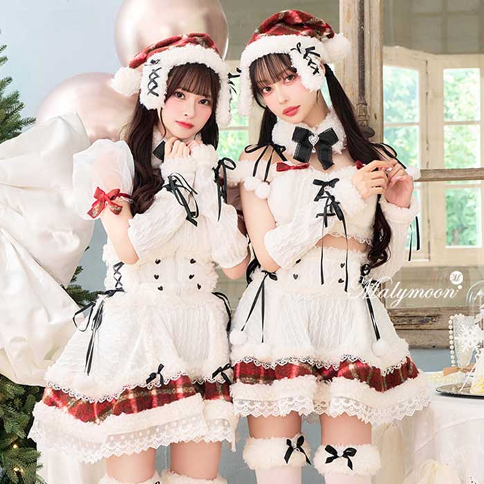 [正規品]【1～3営業日で発送】クリスマス サンタ ペア コスプレ 仮装 ワンピース セパレート 赤 ニット 衣装 仮装 一式 レディース 大人 女性 かわいい Malymoon マリームーン【CS25061】【CS25079】