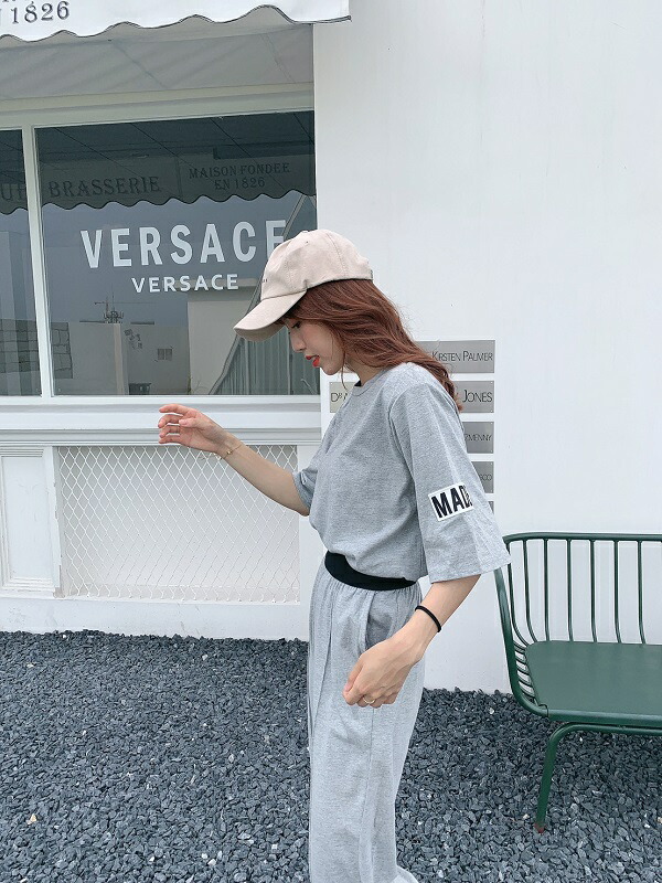 ルームウェア かわいい レディース 半袖 Tシャツ ロング パンツ ズボン 可愛い グレー 春 夏 春夏 無地 シンプル コーデ コーディネート セクシー レディース 大人 女性 ファッション 小物 ダンス Hiphop Malymoon マリームーン 3322 Marcsdesign Com