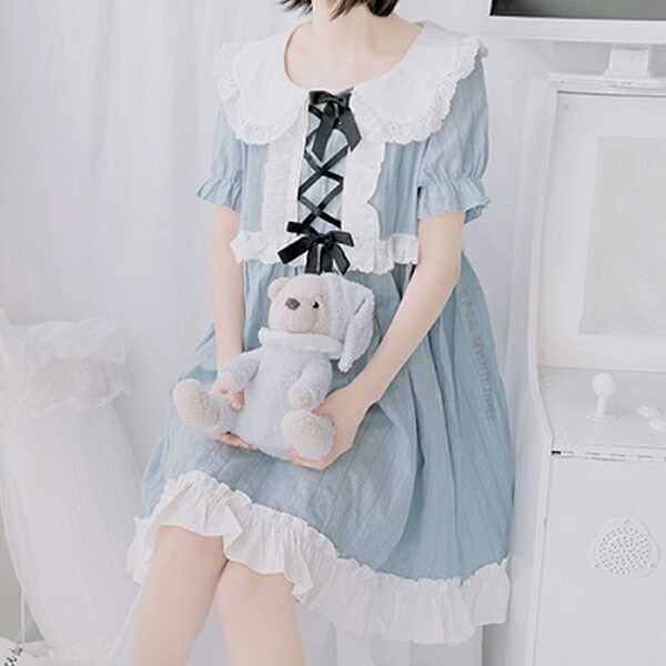 日本製 B コスプレ ワンピース コットン 綿 セクシー コスランジェリー ランジェリー レース 下着 レディース 可愛いコスプレ 大人 女性 アニメ 衣装 仮装 コスチューム 青 ブルー ロリータ Malymoon マリームーン Seventy Three 2763 B 日本全国送料無料