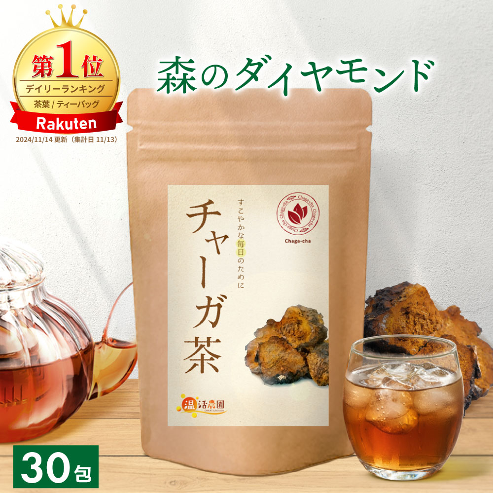 温活農園 公式 チャーガ茶 2g×30包 無添加 農薬不使用 残留農薬検査済 国内生産 最強翌日配送 送料無料 ティーバッグ ティーパック おいしい 飲みやすい チャーガチャ カバノアナタケ 健康茶