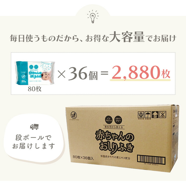 楽天市場 レビュー報告で特典 おしりふき ノンアルコール パラペンフリー送料無料 80枚 36個 枚 おしりふき 保湿 新生児 赤ちゃん ウエットティッシュ ウェットティッシュ 手拭き Pickup 子育てママの店 ベビー キッズ