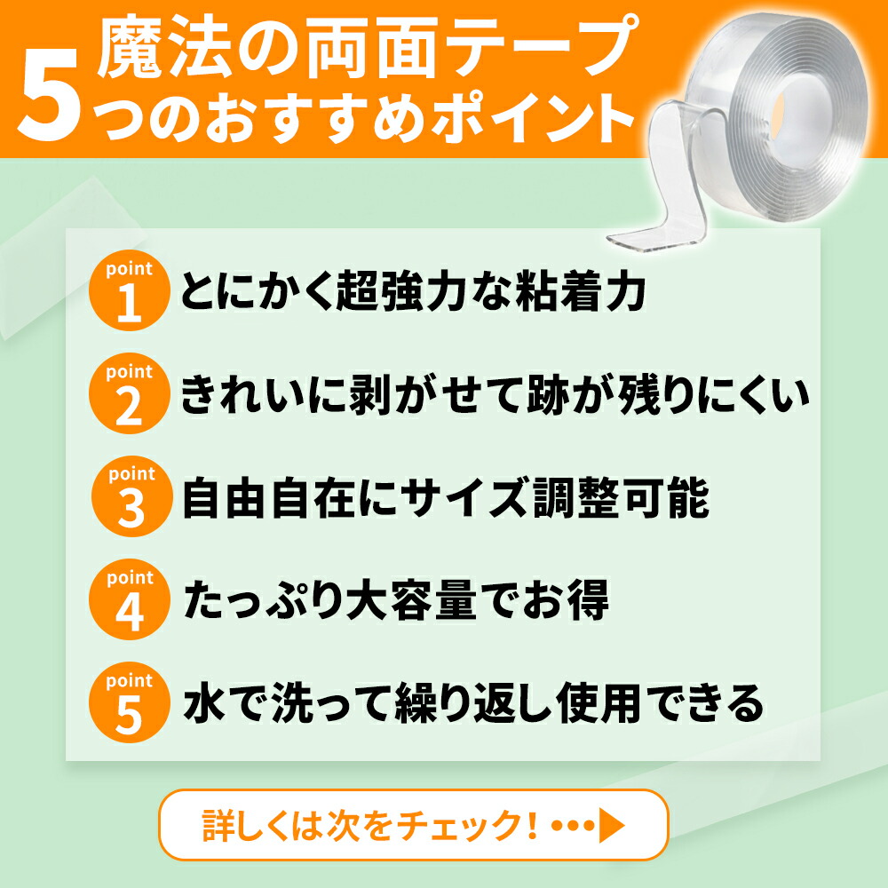 お得なクーポン有り】両面テープ 超強力 強力 はがせる 魔法のテープ 3