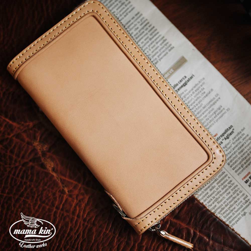 me.様】 栃木レザー サドルレザー 赤タグ付 ロングウォレット 三つ折り