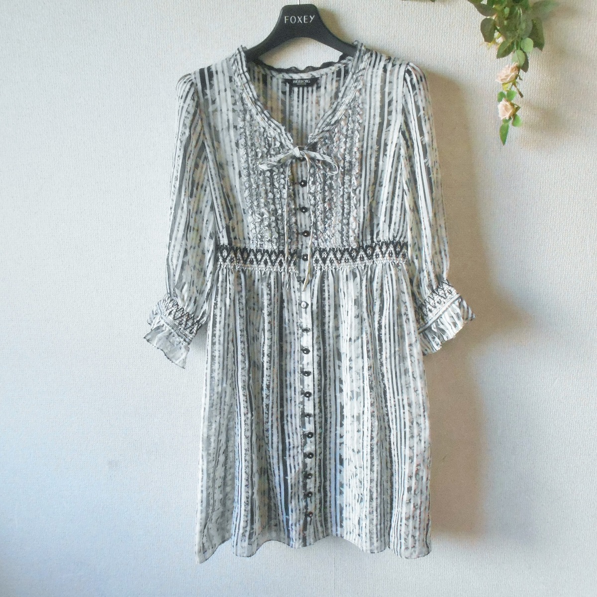 【中古】インゲボルグ INGEBORG 上着 衣装 7分袖 レディース 9 春 夏 カクテルドレスルー フラウンス 日本製