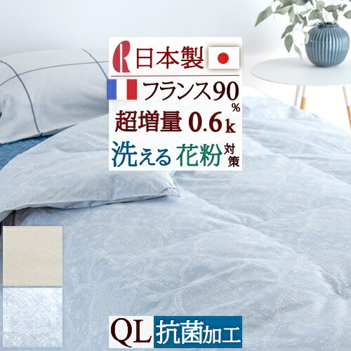 4/18限定★11％OFFクーポン 羽毛肌掛け布団 クィーン クイーンサイズ 洗える 日本製 羽毛布団 夏用 ダウンケット 羽毛ふとん ロマンス小杉 肌掛け布団 フランス産ダウン90% 増量0.6kg 羽毛肌布団 夏 肌ふとん 肌掛けふとん クイーン 薄手 薄い 抗菌 花粉