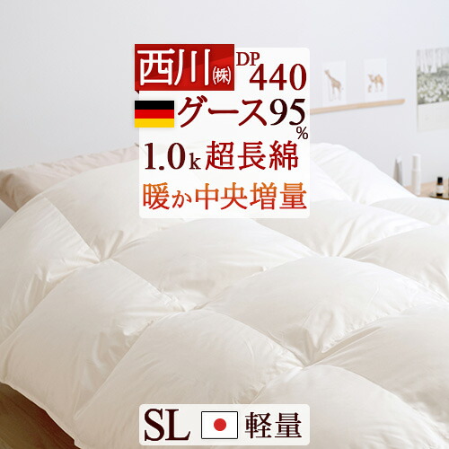 楽天市場】高級 羽毛布団 グース シングル 西川 ダウン93% 増量1.2kg
