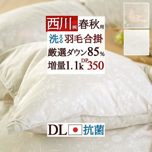 4/18限定★11％OFFクーポン 羽毛合掛け布団 ダブル 春秋用 羽毛布団 ダブルサイズ 羽毛ふとん 羽毛合掛けふとん ダウン85% DP350 軽量生地 抗菌 増量1.1kg 日本製 合い掛け 羽毛合掛布団 羽毛掛け布団 ダブルロングサイズ ◇ 34,999円