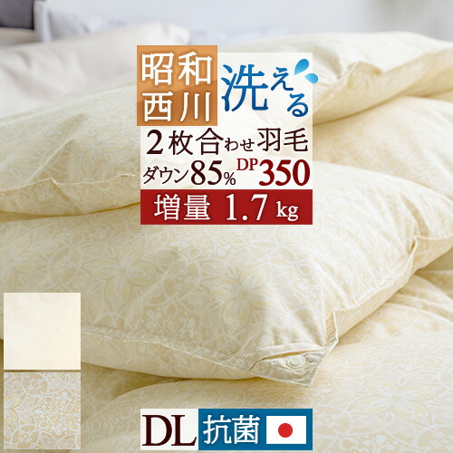 半額】 春得盛 1,000円クーポン 2 21 AM迄 洗える 西川 2枚合わせ 羽毛